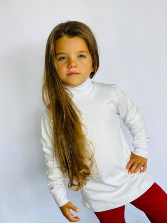 Picture of Bimbi E 100% Cotton Thermal Turtlenecks WHITE